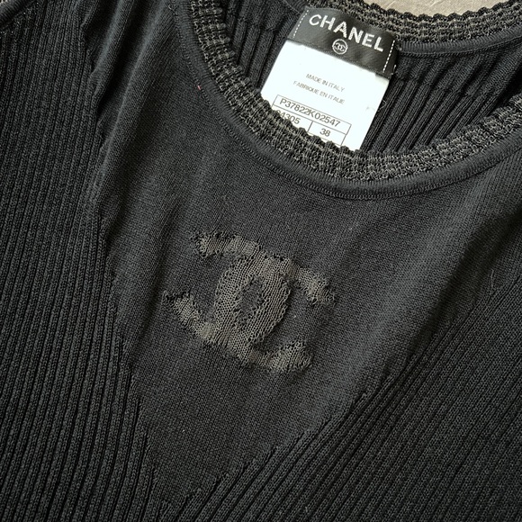 Auth Chanel Mesh CC Logo Black Knit Tank Top - Size 38 - Picture 2 of 10